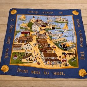 Elizabeth Mumford 100% Silk Scarf Mystic Seaport Museum